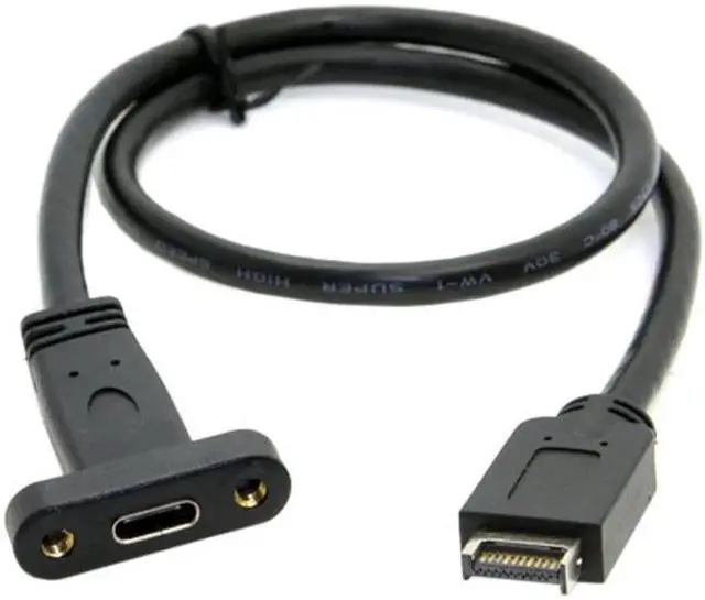 Alt view image 3 of 7 - USB 3.1 Front Panel Header to USB-C Type-C Female Extension Cable 40cm with Panel Mount Screw UC-037