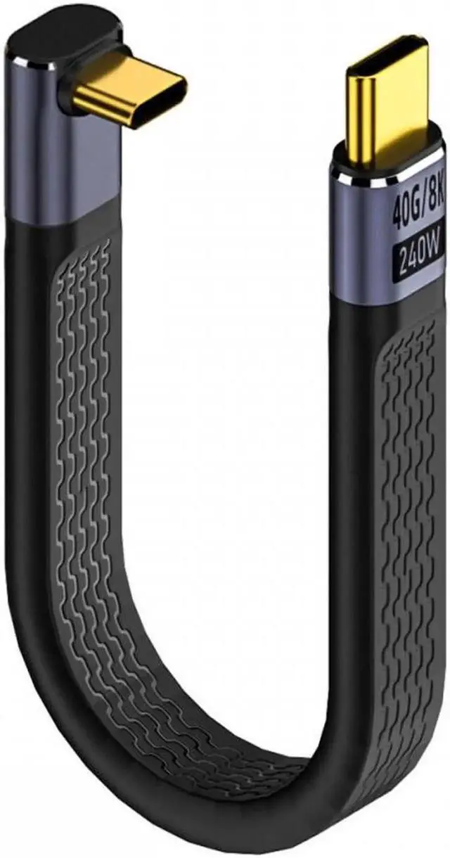 Alt view image 2 of 7 - Up Angled 240W Type-C USB-C Male to Male USB4 40Gbps 100W 8K Flat Slim FPC Data Cable for Laptop Phone 13cm