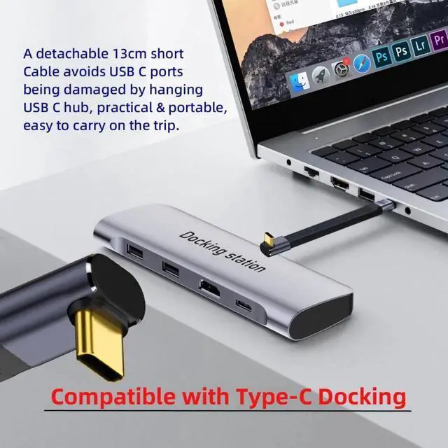 Alt view image 4 of 7 - Up Angled 240W Type-C USB-C Male to Male USB4 40Gbps 100W 8K Flat Slim FPC Data Cable for Laptop Phone 13cm