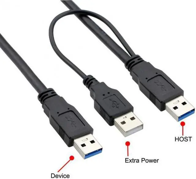 Alt view image 5 of 7 - U3-072 super speed USB 3.0 power Y cable two A Male to USB Male for external Hard Disk