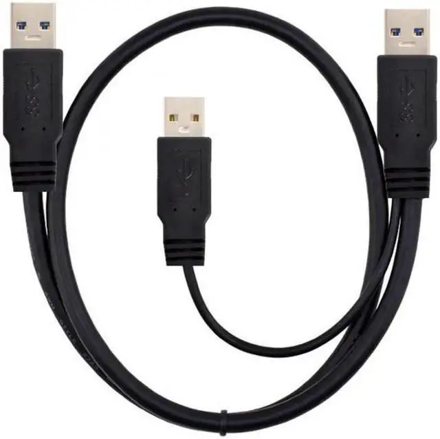 Alt view image 4 of 7 - U3-072 super speed USB 3.0 power Y cable two A Male to USB Male for external Hard Disk