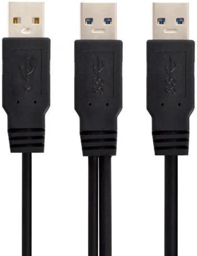 Alt view image 6 of 7 - U3-072 super speed USB 3.0 power Y cable two A Male to USB Male for external Hard Disk