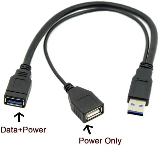 Alt view image 5 of 6 - Black USB 3.0 Male to Dual USB Female Extra Power Data Y Extension Cable for 2.5" Mobile Hard Disk U3-041