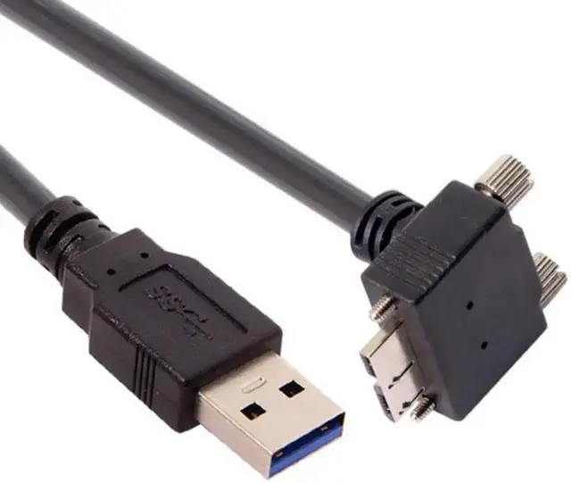 Alt view image 3 of 7 - 1.2m 90 Degree Down Angled Micro USB Screw Mount to 3.0 Data Cable for Industrial Camera