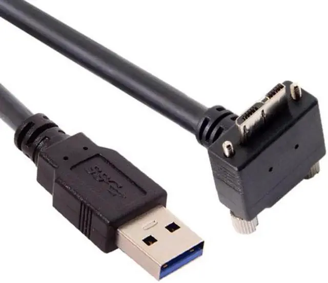 Alt view image 7 of 7 - 1.2m 90 Degree Down Angled Micro USB Screw Mount to 3.0 Data Cable for Industrial Camera