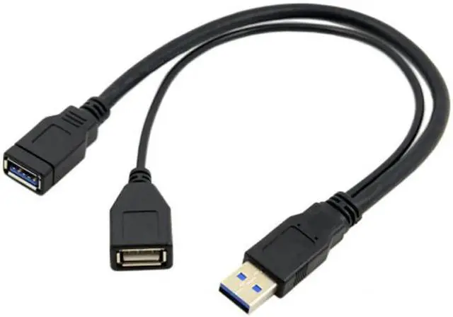 Alt view image 3 of 6 - Black USB 3.0 Male to Dual USB Female Extra Power Data Y Extension Cable for 2.5" Mobile Hard Disk U3-041