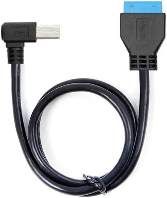 Main image of 90 Degree Left angled USB 3.0 B Type Male to 3.0 Motherboard 19pin Header Cable 50cm U3-380-0.5M