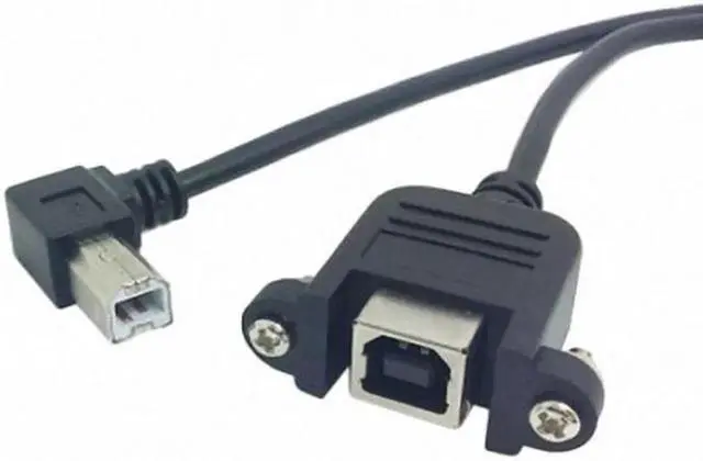 Alt view image 2 of 5 - 90 Degree Right Angled USB B Type Male to Female extension cable with screws for Panel Mount 50cm U2-132-RI-0.5M