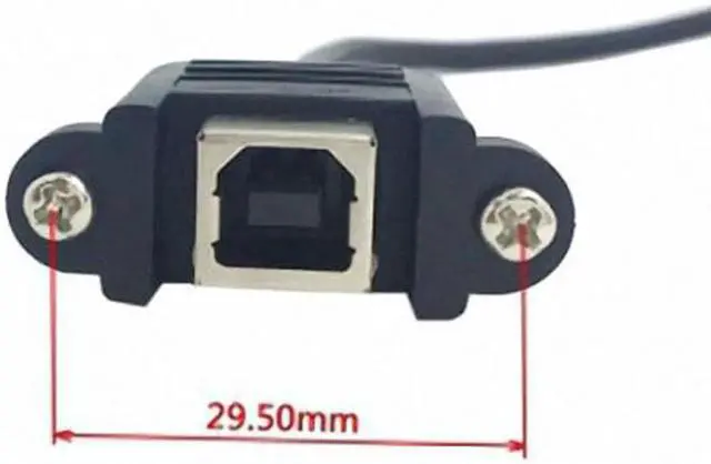 Alt view image 5 of 6 - 90 Degree Left Angled USB B Type Male to Female extension cable with screws for Panel Mount 50cm U2-132-LE