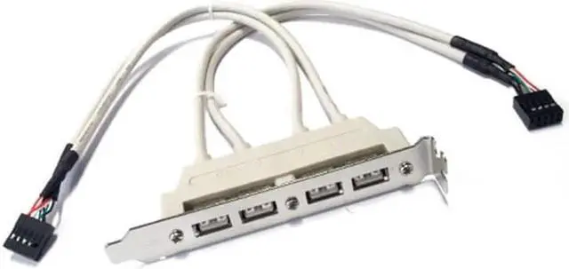 Alt view image 4 of 4 - PCI 4 PORTS USB 2.0 Female Screw to Motherboard 9p header cable with bracket U2-144