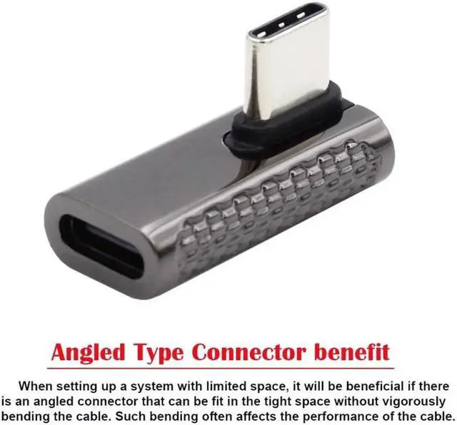 Alt view image 4 of 7 - 20Gbps USB4 Type C Male to Female Low Profile Right Angled 100W Power Data 8K Video Adapter for Laptop Phone