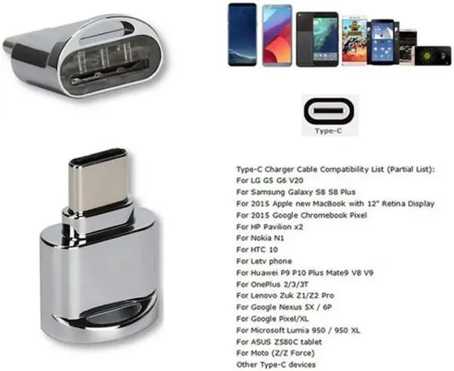 Alt view image 3 of 7 - 2pcs USB 2.0 Type C USB-C to Micro SD SDXC TF Card Reader Adapter for Macbook & Cell Phone UC-051-2PCS