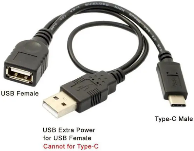 Alt view image 4 of 5 - USB-C Type-C USB 3.1 to USB 2.0 Female OTG Data Cable with Power for Cell Phone & Tablet & Laptop & Macbook Pro UC-001-BK