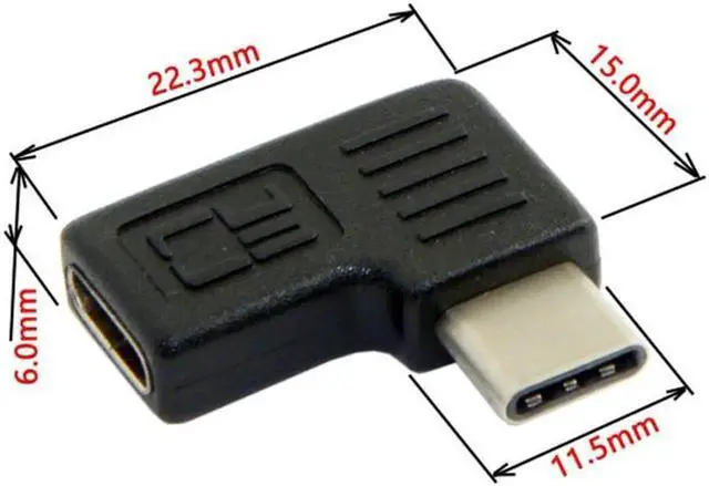Alt view image 3 of 7 - 90 Degree Right & Left Angled USB 3.1 Type-C Male to Female Extension Adapter for Laptop & Tablet & Mobile Phone UC-214-RI