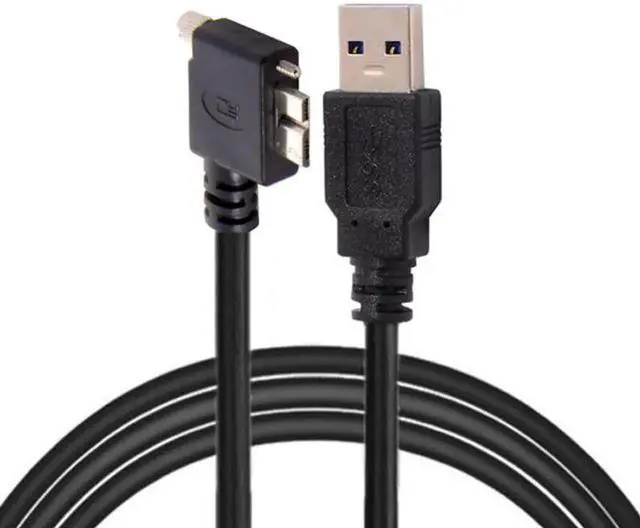 Alt view image 4 of 5 - 3.0M 90 Degree Left Angled Micro USB Screw Mount to 3.0 Data Cable for Industrial Camera U3-044-LE-3.0M