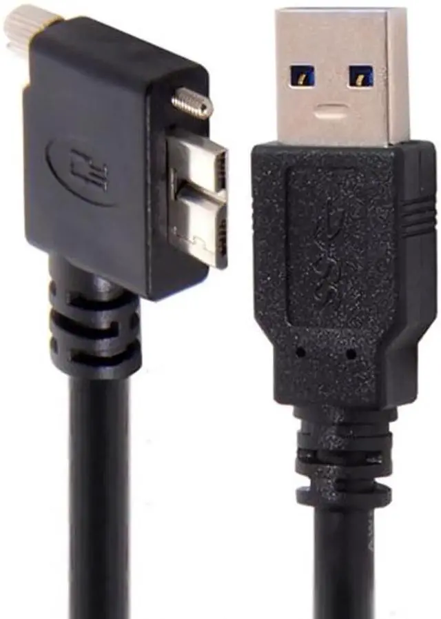 Alt view image 2 of 5 - 3.0M 90 Degree Left Angled Micro USB Screw Mount to 3.0 Data Cable for Industrial Camera U3-044-LE-3.0M