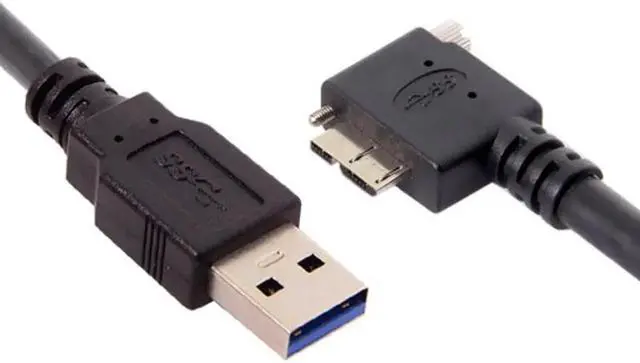 Alt view image 3 of 5 - 3.0M 90 Degree Left Angled Micro USB Screw Mount to 3.0 Data Cable for Industrial Camera U3-044-LE-3.0M