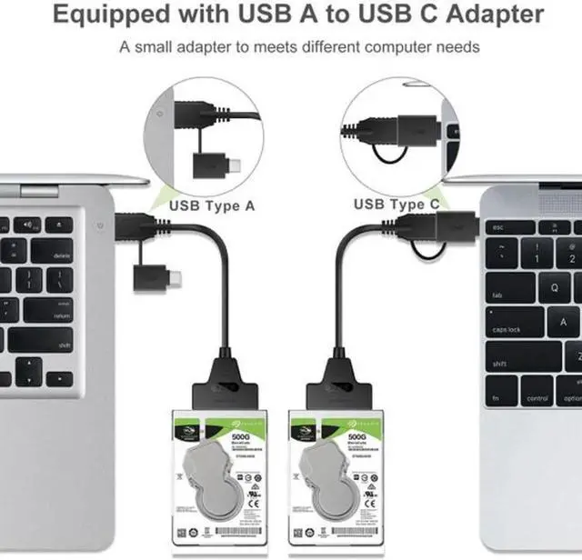 Alt view image 6 of 7 - Type C & USB 3.0 Male to SATA 22 Pin 2.5" Hard disk driver SSD Adapter Cable for Macbook & Laptop UC-147