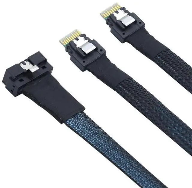 Alt view image 3 of 5 - PCIE SlimSAS LP Low profile SFF-865481l-to-2 SFF-8654 4l-wire hamess 0.8m