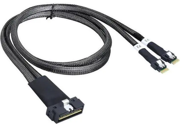 Alt view image 4 of 5 - PCIE SlimSAS LP Low profile SFF-865481l-to-2 SFF-8654 4l-wire hamess 0.8m