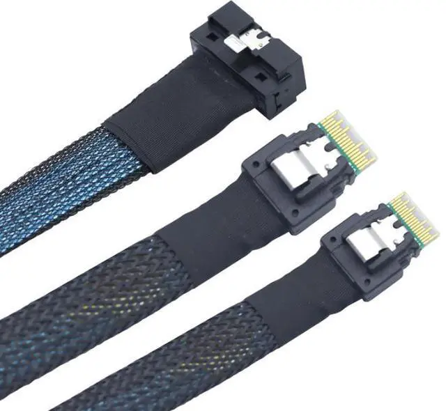 Alt view image 5 of 5 - PCIE SlimSAS LP Low profile SFF-865481l-to-2 SFF-8654 4l-wire hamess 0.8m