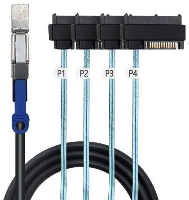 Main image of Mini SAS HD SFF-8644 to SFF-848229P Dual-Port Array Card SATA Hard Drive Data Cable 2m