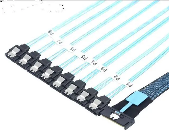Main image of MCIO PCIE SAS SFF-8654 81-to-8 SATA 7P female straight-end server hard drive conversion cable