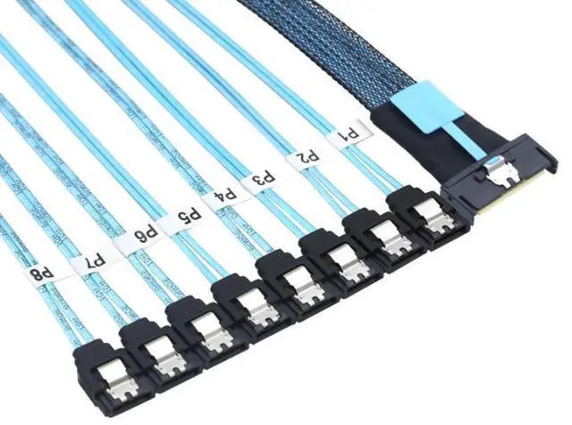 Alt view image 4 of 5 - MCIO PCIE SAS SFF-8654 81-to-8 SATA 7P female straight-end server hard drive conversion cable