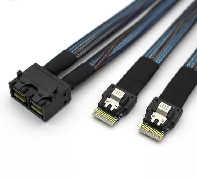 Alt view image 2 of 5 - MINI SAS HD SFF-8643 8I to 2X Slimline SAS SFF-8654 4I connection cable