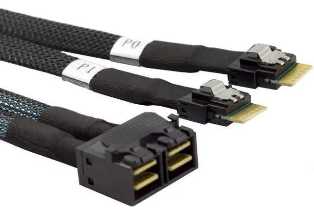 Alt view image 5 of 5 - MINI SAS HD SFF-8643 8I to 2X Slimline SAS SFF-8654 4I connection cable