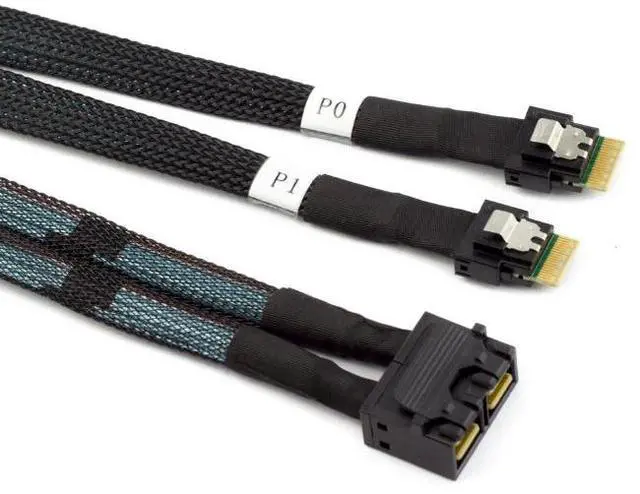 Alt view image 4 of 5 - MINI SAS HD SFF-8643 8I to 2X Slimline SAS SFF-8654 4I connection cable