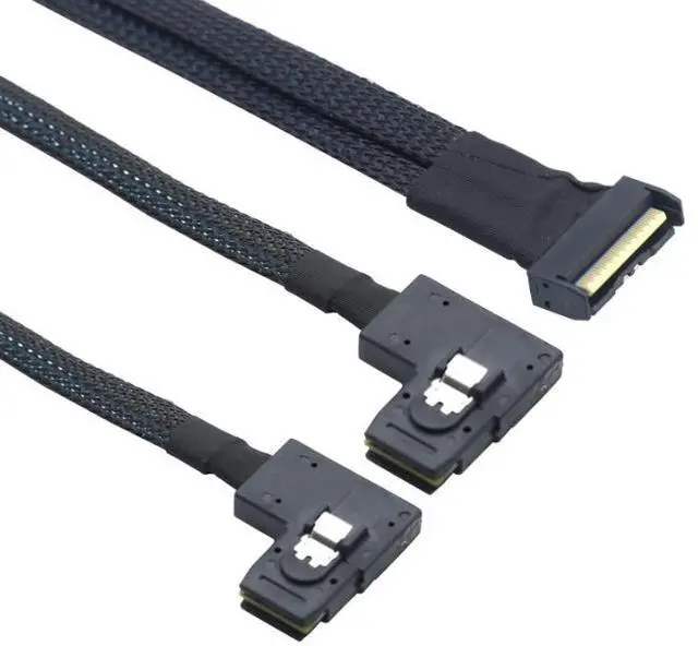 Alt view image 2 of 5 - PCIE Gen5 MCIO8X8i to2MINI SAS SFF-8087 Right-Angle Server Adapter Cable