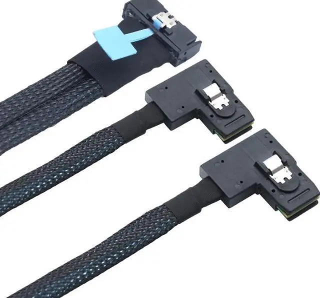 Alt view image 5 of 5 - PCIE Gen5 MCIO8X8i to2MINI SAS SFF-8087 Right-Angle Server Adapter Cable