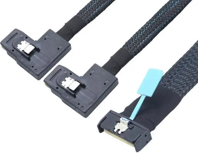 Alt view image 3 of 5 - PCIE Gen5 MCIO8X8i to2MINI SAS SFF-8087 Right-Angle Server Adapter Cable