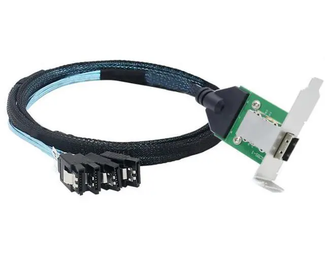 Alt view image 5 of 5 - Mini SAS SFF-8088 HD26-pin female connector to 180-degree 4*SATA high-speed server connection cable
