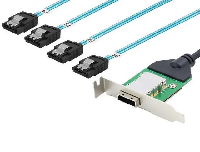 Alt view image 4 of 5 - Mini SAS SFF-8088 HD26-pin female connector to 180-degree 4*SATA high-speed server connection cable