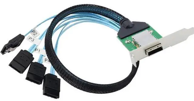 Main image of Mini SAS SFF-8088 HD26-pin female connector to 180-degree 4*SATA high-speed server connection cable