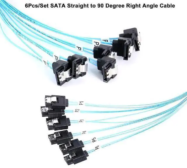 Alt view image 5 of 5 - Six 180-degree SAT A 7P male to six 90-degree straight SAT A 7P female solid-state hard drive high-speed connection cables 1m