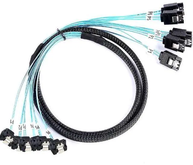 Main image of Six 180-degree SAT A 7P male to six 90-degree straight SAT A 7P female solid-state hard drive high-speed connection cables 1m