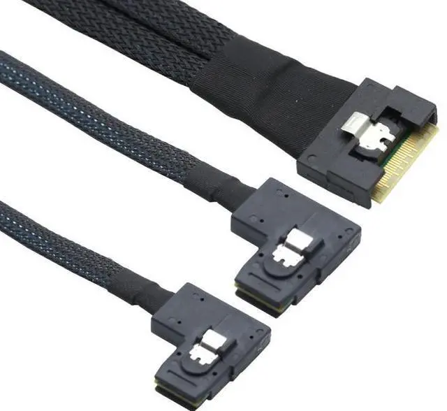 Main image of Anti-slip plug PCIE Slimline SAS SFF-8654 8i to2 SAS SFF-8087 right-angle cable assembly