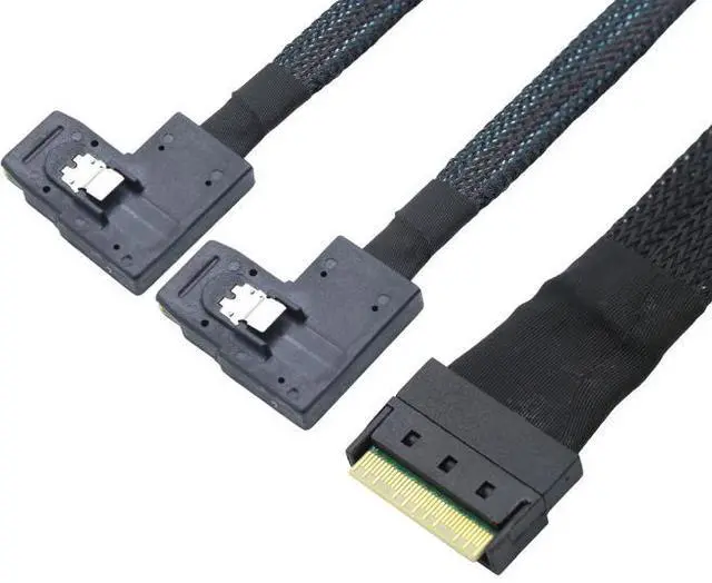 Alt view image 5 of 6 - Anti-slip plug PCIE Slimline SAS SFF-8654 8i to2 SAS SFF-8087 right-angle cable assembly