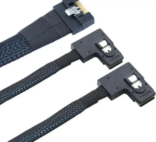 Alt view image 6 of 6 - Anti-slip plug PCIE Slimline SAS SFF-8654 8i to2 SAS SFF-8087 right-angle cable assembly