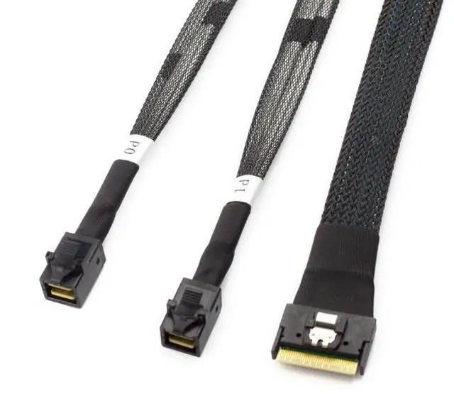 Alt view image 3 of 5 - MINl SlimSAS SFF-8654 Anti-Slip 8i 4.0 to 2X SAS HD 8643 Server Wiring 0.8m