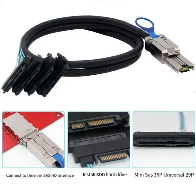 Alt view image 5 of 5 - MINl SAS HD SFF-808826Pto 4x SAS 8482One-Stop Server Conversion Cable