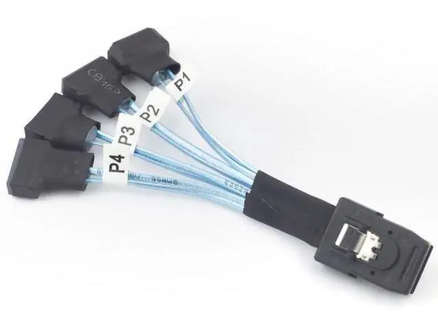 Alt view image 4 of 5 - MlNl SAS 8087 to 4X SATA 7P internal high-speed connection cable for server machine