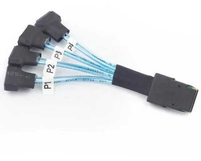 Alt view image 5 of 5 - MlNl SAS 8087 to 4X SATA 7P internal high-speed connection cable for server machine