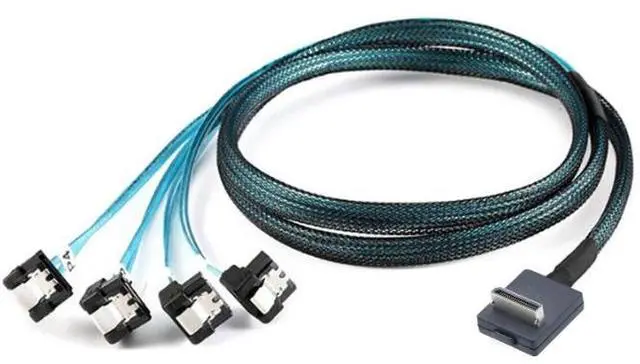 Alt view image 5 of 5 - OCuLink PCl-Express SFF-8611 4-in-90-degree to 4X SATA 7P90-degree connection cable