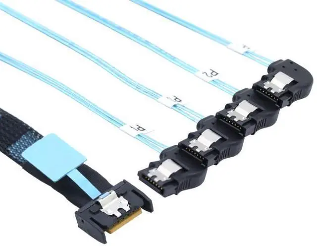 Main image of SlimSAS 8654 MCI0 41(38P)to 4 SATA 7P PCIE 5.0Left-Angle Data Connection Cable 1m