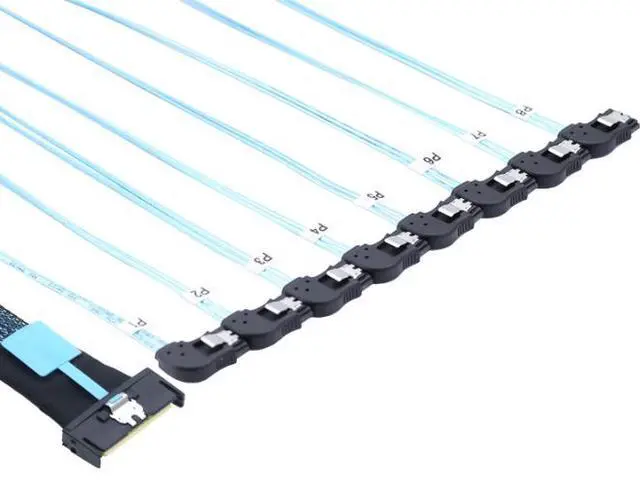 Alt view image 5 of 5 - MCI0 PCIE Slimline SFF-865481-to-8 SATA 7P Motherboard Left-Angle Curved Hard Disk Conversion Cable 1m