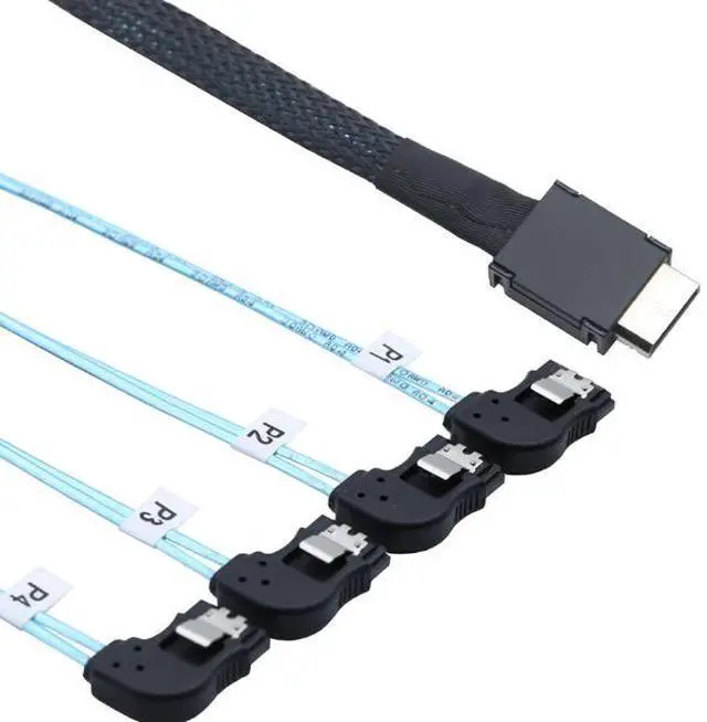 Alt view image 5 of 5 - OCuLink PCl-Express SAS SFF-86l1 4i to SATA 7P Left-Arc Server Hard Disk Cable